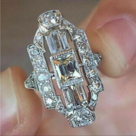 New Women’s 925 Silver Beautiful Diamond Engagement Party Ring - Picture 2 of 2